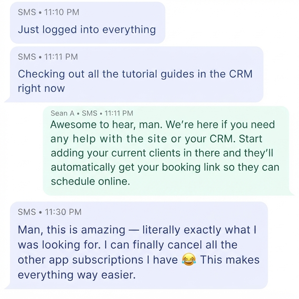 Text message from a detailer reviewing Detailer Flow